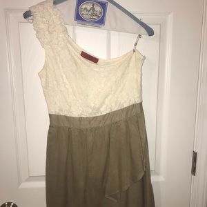 Cream/Olive Color Block Dress